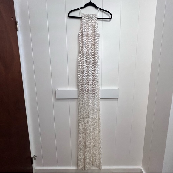 HOLD Stone Cold Fox Logan Crochet White Cream Lace Maxi Dress Bridal Sz 1 - Picture 2 of 11